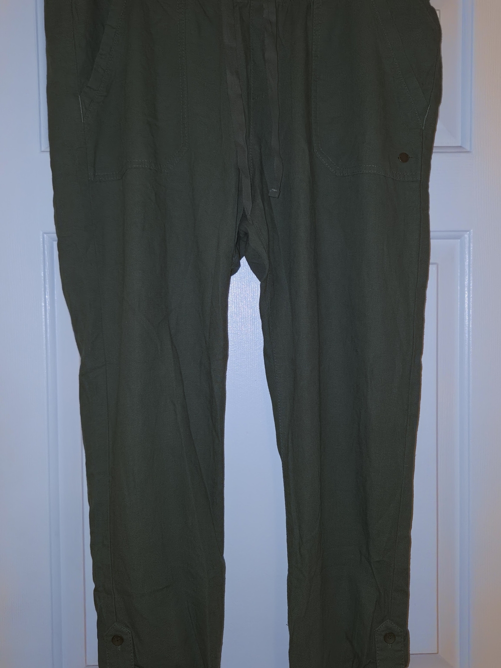 Roxy Womens Cargo Pants in Olive Green, Linen Blend, NWT
